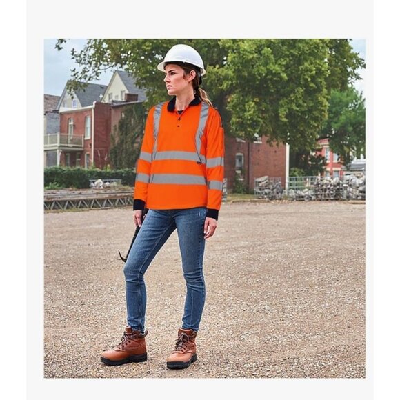 A-SAFETY Long Sleeves Hi Vis Safety Daily Work Construction Polo Shirt Size 6XL - Picture 3 of 9